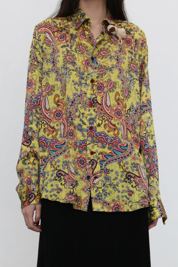 GEOFFREY B SMALL Shirt with Decorations GBS-EV7S01-HSHW Yellow Pattern